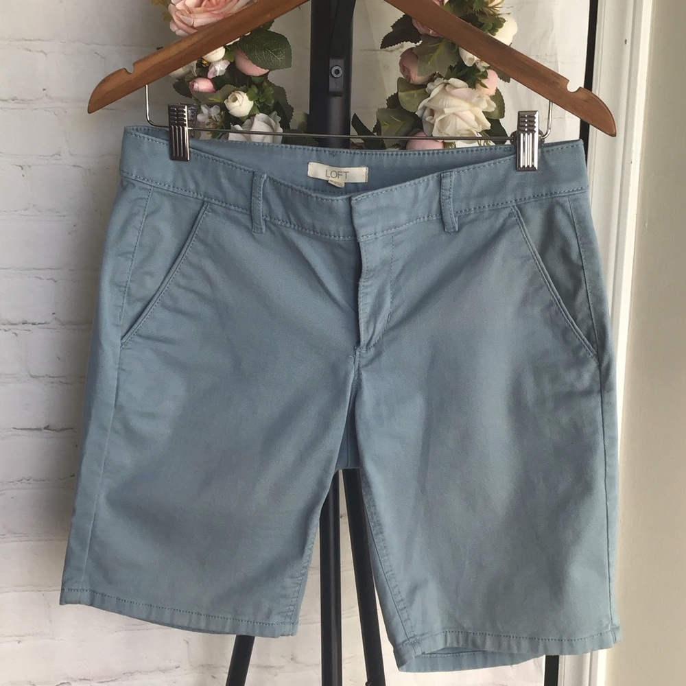 LOFT Light Blue Chino Bermuda Shorts